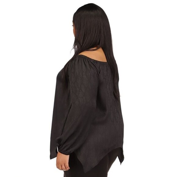 Michael Kors Women's Plus Size Jacquard Snakeskin-Print Handkerchief-Hem Top 3X - Picture 3 of 6